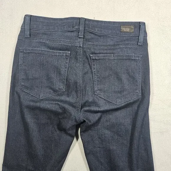 Paige Jeans Womens 27 Manhattan Bootcut Dark Wash Stretch Kolbie Whiskering - Picture 8 of 14
